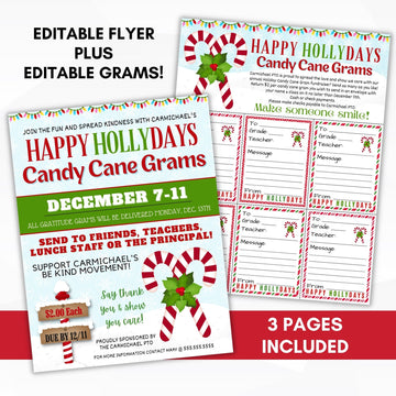 candy cane gram fundraiser flyers